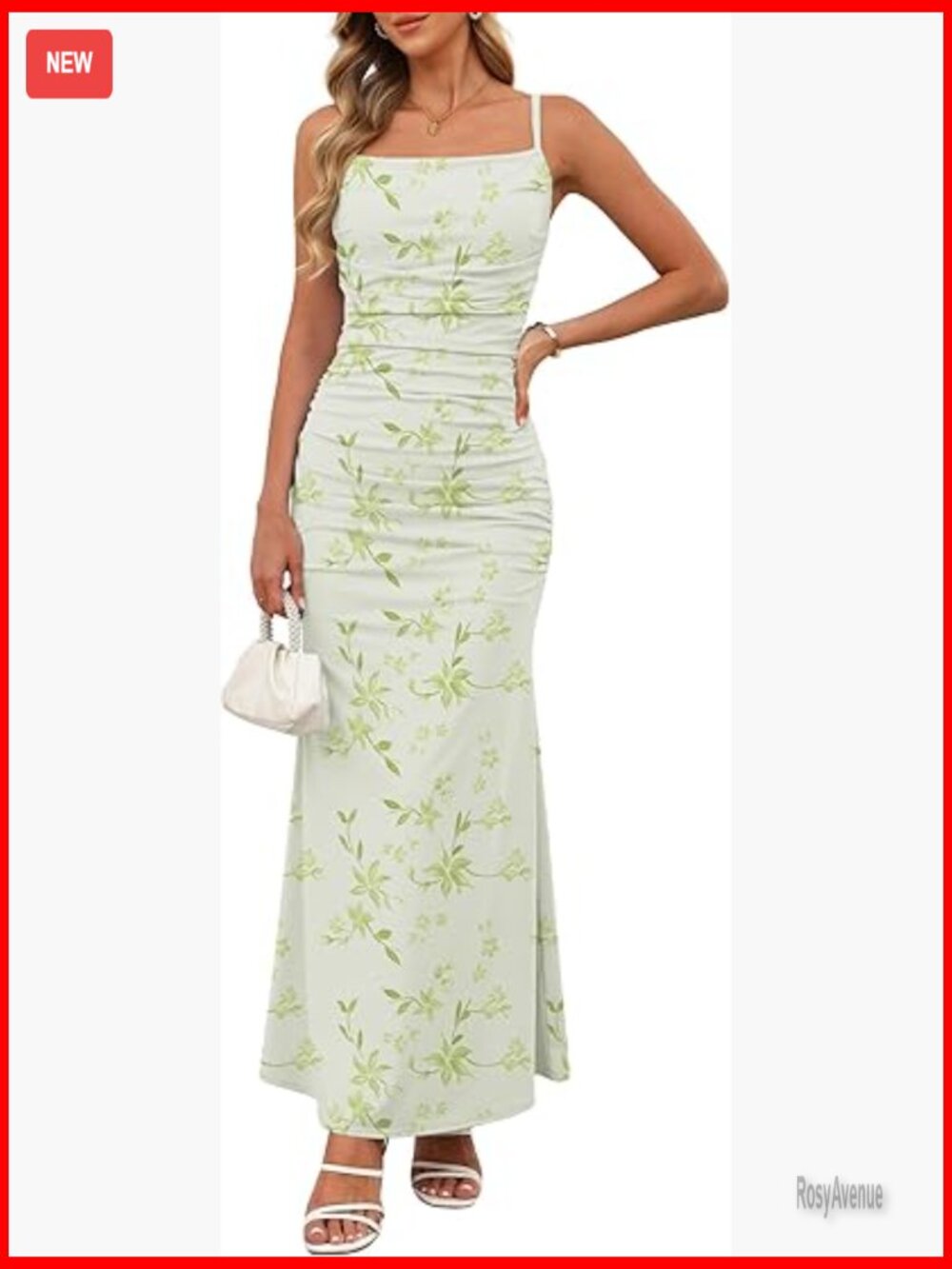 Sleeveless Spaghetti Strap Floral Maxi Dress Ruched Bodycon Backless